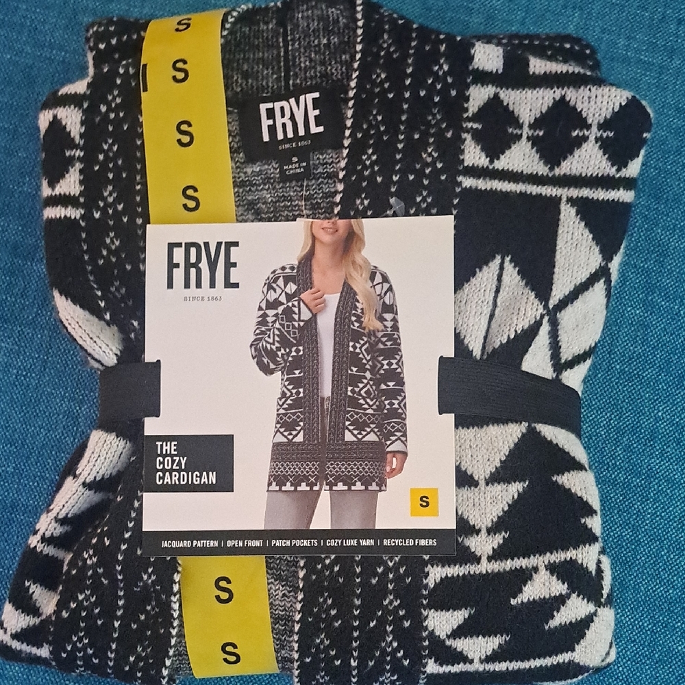 Frye Black and White Jacquard Cardigan